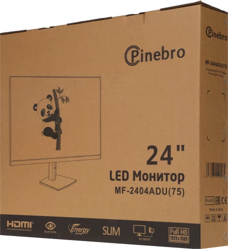 Монитор Pinebro 23.8" MF-2404ADU черный IPS LED 5ms 16:9 HDMI M/M матовая HAS Piv 250cd 178гр/178гр 1920x1080 75Hz FreeSync VGA DP FHD USB 3.7кг