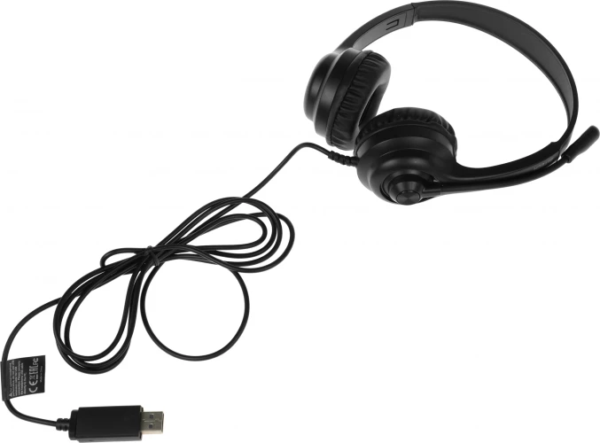 Наушники с микрофоном A4Tech HU-8 черный 2м накладные USB оголовье