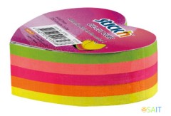 Блок самоклеящийся бумажный Stick`n 21356 64x67мм 250лист. 70г/м2 неон 5цв.в упак. вырубной "сердце"