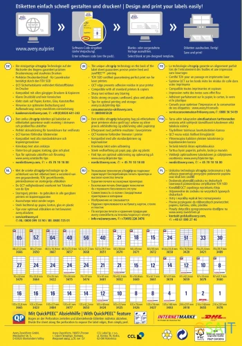 Этикетки Avery Zweckform 3660 A4 97x67.7мм 8шт на листе/70г/м2/100л./белый матовое самоклей. универсальная