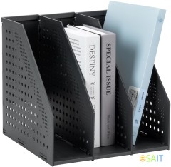 Лоток вертикальный Deli 78995DK-GREY 3отд. складной для бумаг A4 250х256х243мм темно-серый пластик