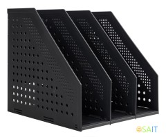 Лоток вертикальный Deli 78995DK-GREY 3отд. складной для бумаг A4 250х256х243мм темно-серый пластик