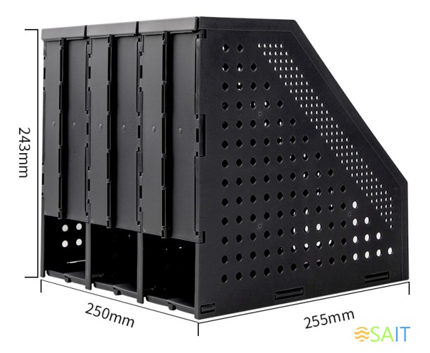 Лоток вертикальный Deli 78995DK-GREY 3отд. складной для бумаг A4 250х256х243мм темно-серый пластик