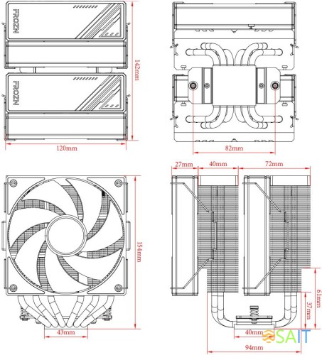 Устройство охлаждения(кулер) ID-Cooling Frozn A620 ARGB Soc-AM5/AM4/1200/1700/1851 черный 4-pin 29.9dB Al+Cu 270W 1200gr Ret (FROZN A620 ARGB)