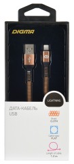Кабель Digma LIGHT-1.2M-FLAT-BR USB (m)-Lightning (m) 1.2м коричневый плоский