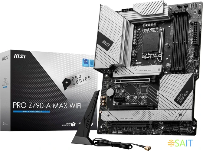 Материнская плата MSI PRO Z790-A MAX WIFI Soc-1700 Intel Z790 4xDDR5 ATX AC`97 8ch(7.1) 2.5Gg RAID+HDMI+DP