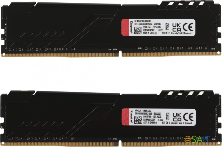 Память DDR4 2x16Gb 3200MHz Kingston KF432C16BBK2/32 Fury Beast Black RTL Gaming PC4-25600 CL16 DIMM 288-pin 1.35В single rank с радиатором Ret