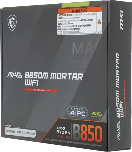 Материнская плата MSI MAG B850M MORTAR WIFI SocketAM5 AMD B850 4xDDR5 mATX AC`97 8ch(7.1) 5Gigabit RAID+HDMI