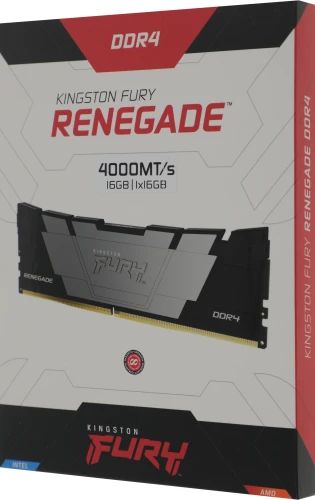 Память DDR4 16GB 4000MHz Kingston KF440C19RB12/16 Fury Renegade Black RTL Gaming PC4-32000 CL19 DIMM 288-pin 1.35В dual rank с радиатором Ret