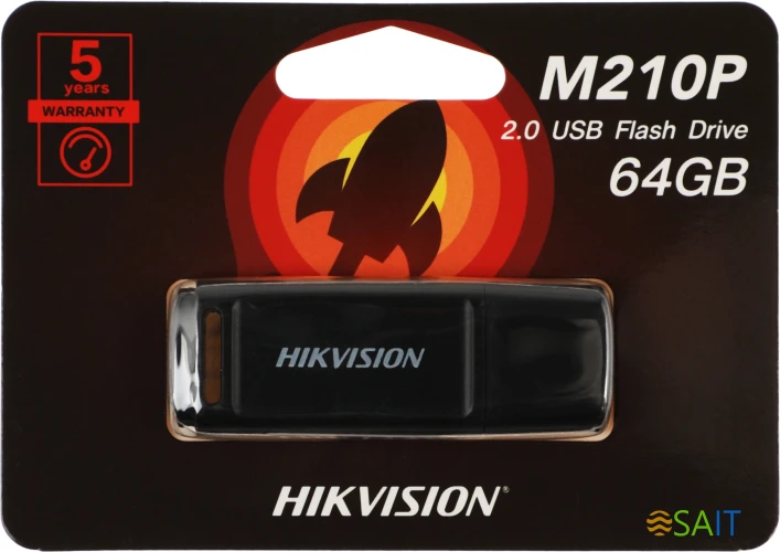 Флеш Диск Hikvision 64GB M210P HS-USB-M210P/64G USB2.0 черный