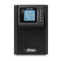 ИБП POWERMAN Online 1000, LCD, двойного преобразования, 1000ВА, 900Вт, 2 евророзетки с резервным питанием, USB, RS232, слот SNMP, разъем EPO, батарея 12В 9Ач 2 шт., 215 х 315 х 365 мм., 10.7 кг. Powerman Online 1000