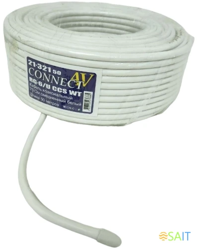 Кабель Premier CONNECT-AV RG-6/U CCS WT 50м. белый (21-321 50)