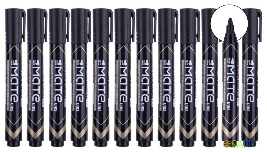 Маркер перманентный Deli EU10220 Mate круглый пиш. наконечник 1.5мм черный