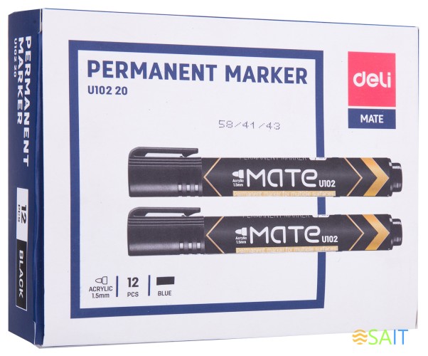 Маркер перманентный Deli EU10220 Mate круглый пиш. наконечник 1.5мм черный