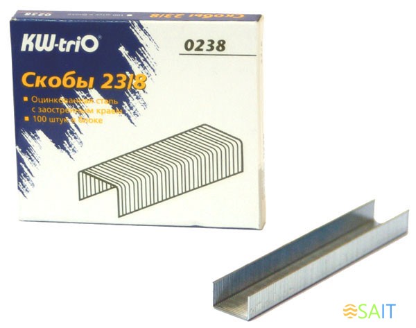 Скобы для степлера 23/8 Kw-Trio 0238 оцинкованные кор.карт. (упак.:1000шт.)