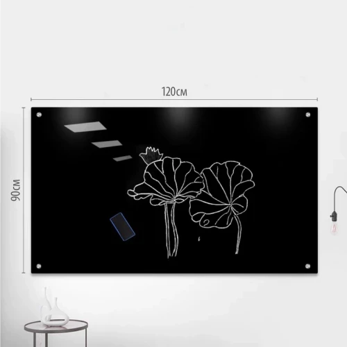 Доска стеклянная Cactus CS-GBD-90X120-BK-TM Сквозное крепление стекло черный 90x120см стекло крепления