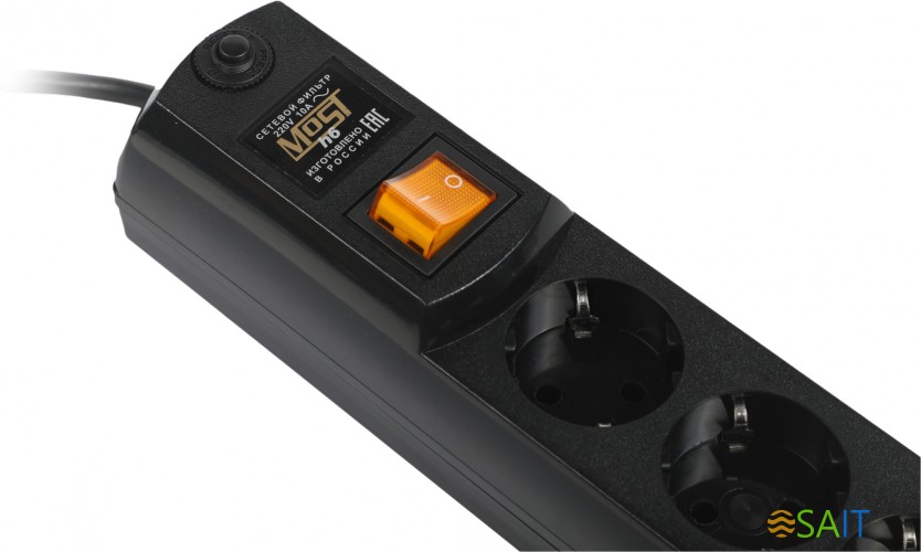 Сетевой фильтр Most H6 5м (6 розеток) черный (коробка)