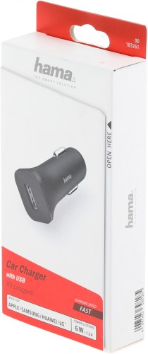 Автомобильное зар./устр. Hama H-183261 1.2A USB универсальное черный (00183261)