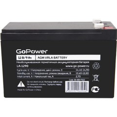 Аккумулятор свинцово-кислотный GoPower LA-1290 12V 9Ah (1/5) GoPower LA-1290 (12V / 9Ah)