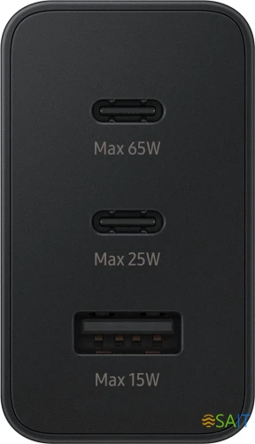 Сетевое зар./устр. Samsung EP-T6530 65W 3A (PD) USB/2xUSB Type-C для Samsung черный (EP-T6530NBEGEU)