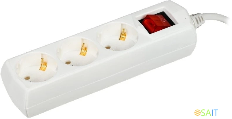 Сетевой удлинитель IEK У03В 1.5м (3 розетки) белый (пакет ПЭ)