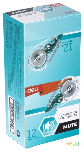 Лента коррект. Deli Mute EH360-BX 12мx5мм прозрачный корпус блистер
