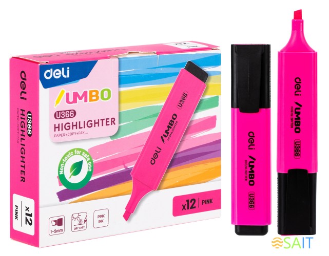 Текстовыделитель Deli EU366-PK Jumbo скошенный пиш. наконечник 1-5мм розовый