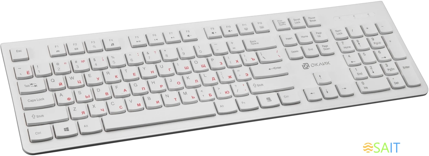 Клавиатура Оклик 505M белый USB slim