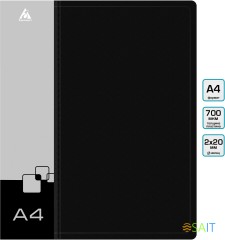 Папка на 2-х кольцах Бюрократ -0827/2RBLCK A4 пластик 0.7мм кор.27мм внутр. с вставкой черный