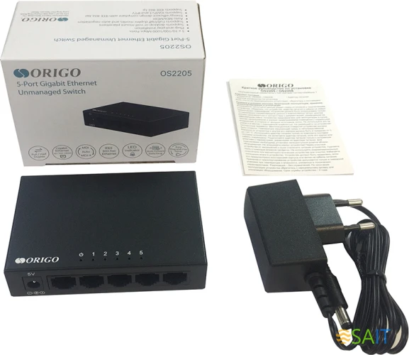 Коммутатор Origo OS2205 OS2205/A2A (L2) 5x1Гбит/с неуправляемый