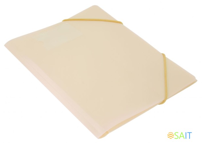 Папка на резинке Бюрократ Gems GEMPR05CREAM A4 пластик кор.30мм 0.5мм кремовый жемчуг карман для визитки