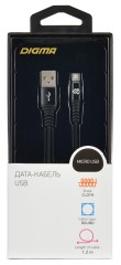 Кабель Digma MICROUSB-1.2M-BRAIDED-BLK USB (m)-micro USB (m) 1.2м черный