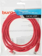 Патч-корд Buro UTP-5E-3M-R UTP 4 пары cat.5E CCA molded 3м красный RJ-45 (m)-RJ-45 (m)
