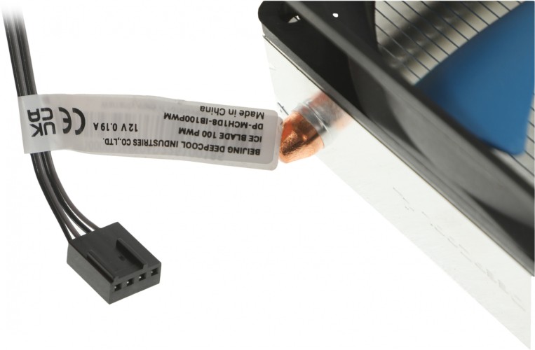 Устройство охлаждения(кулер) Deepcool Ice Blade 100 PWM Soc-AM5/AM4/1200/1700/1851 черный/синий 4-pin 15-29dB Al+Cu 100W 309gr Ret (DP-MCH1D8-IB100PWM)