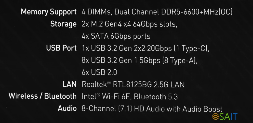 Материнская плата MSI PRO Z790-S WIFI Soc-1700 Intel Z790 4xDDR5 ATX AC`97 8ch(7.1) 2.5Gg RAID+HDMI+DP