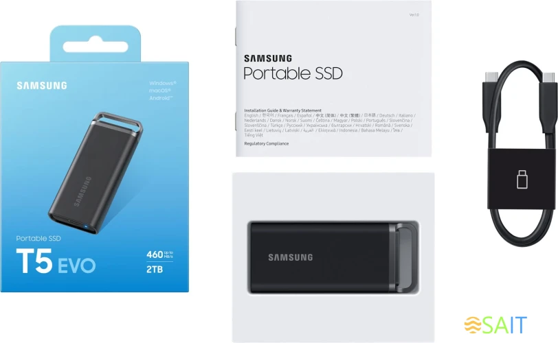 Накопитель SSD Samsung USB-C 2TB MU-PH2T0S/WW T5 Evo 2.5" черный