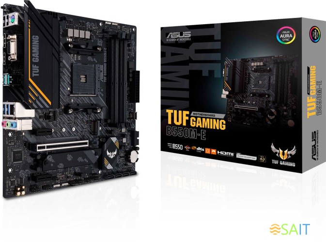 Материнская плата Asus TUF GAMING B550M-E Soc-AM4 AMD B550 4xDDR4 mATX AC`97 8ch(7.1) GbLAN RAID+VGA+HDMI+DP