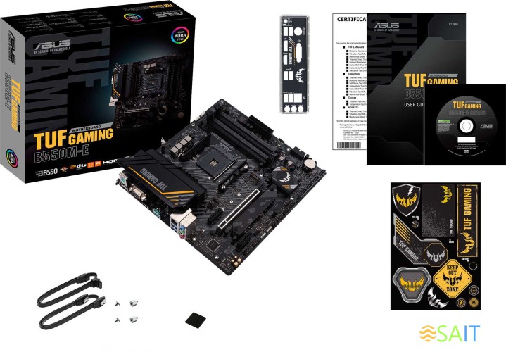 Материнская плата Asus TUF GAMING B550M-E Soc-AM4 AMD B550 4xDDR4 mATX AC`97 8ch(7.1) GbLAN RAID+VGA+HDMI+DP