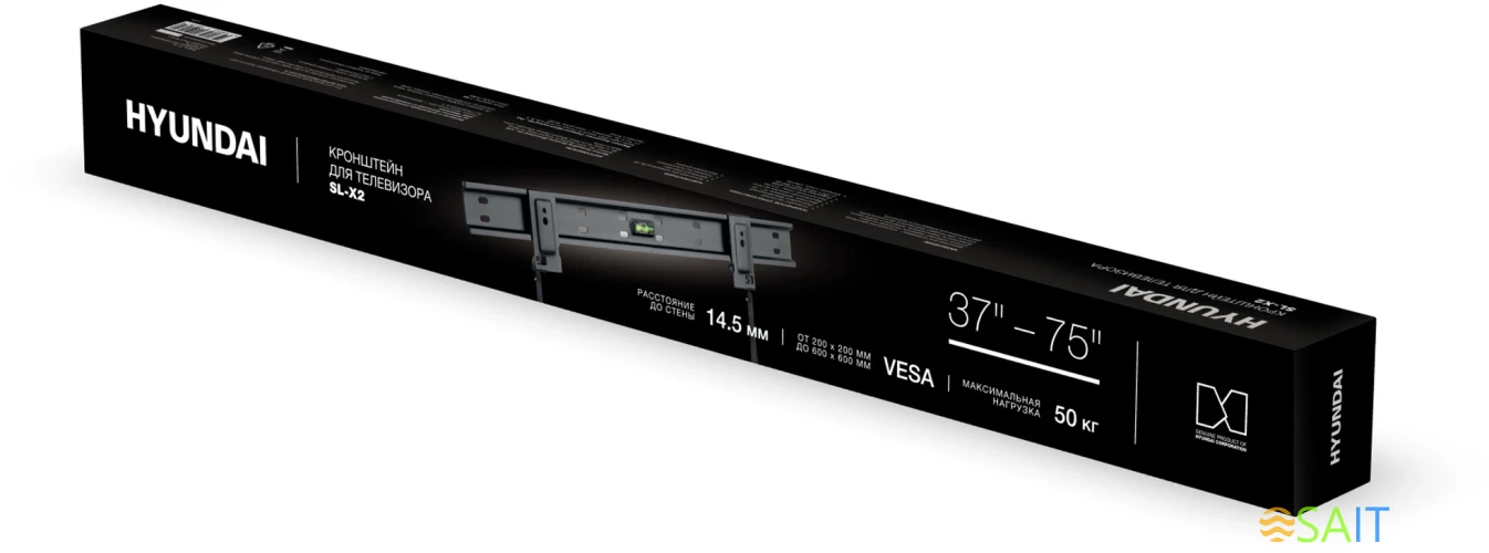 Кронштейн для телевизора Hyundai SL-X2 черный 37"-75" макс.50кг настенный фиксированный