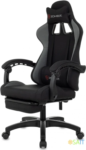 Кресло игровое Zombie Shadow черный/серый с подголов. крестов. пластик подст.для ног пластик черный