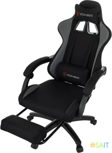 Кресло игровое Zombie Shadow черный/серый с подголов. крестов. пластик подст.для ног пластик черный
