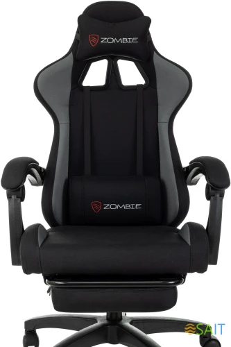 Кресло игровое Zombie Shadow черный/серый с подголов. крестов. пластик подст.для ног пластик черный