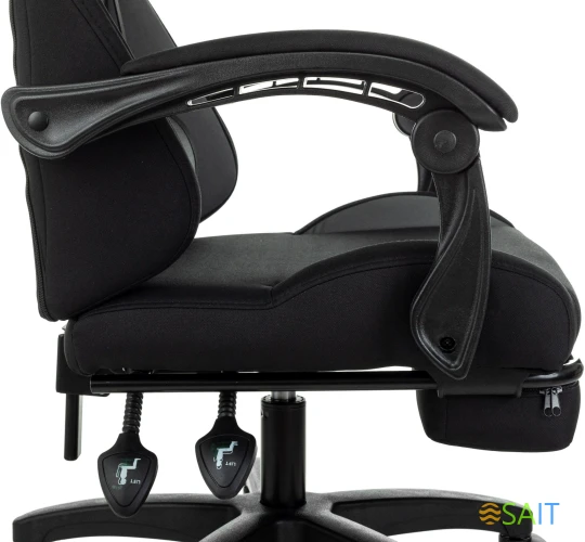 Кресло игровое Zombie Shadow черный/серый с подголов. крестов. пластик подст.для ног пластик черный