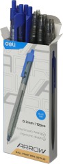 Ручка шариков. автоматическая Deli Arrow EQ01330 прозрачный/синий d=0.7мм син. черн.