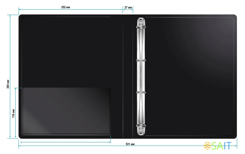 Папка на 4-х кольцах Бюрократ -0827/4R A4 пластик 0.7мм кор.27мм внутр. с вставкой ассорти