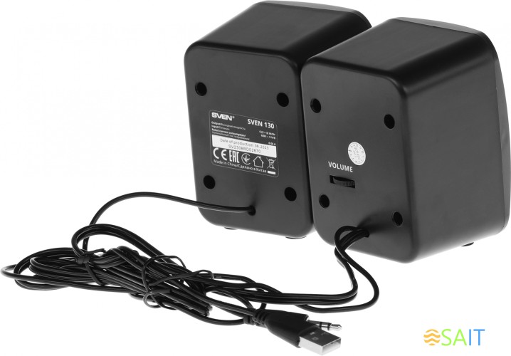 Колонки Sven 130 2.0 черный 6Вт портативные