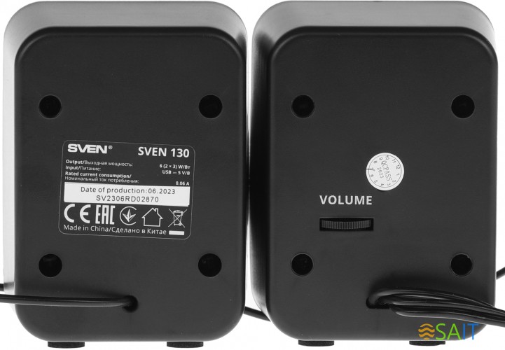 Колонки Sven 130 2.0 черный 6Вт портативные
