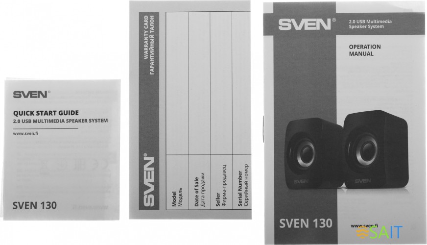 Колонки Sven 130 2.0 черный 6Вт портативные