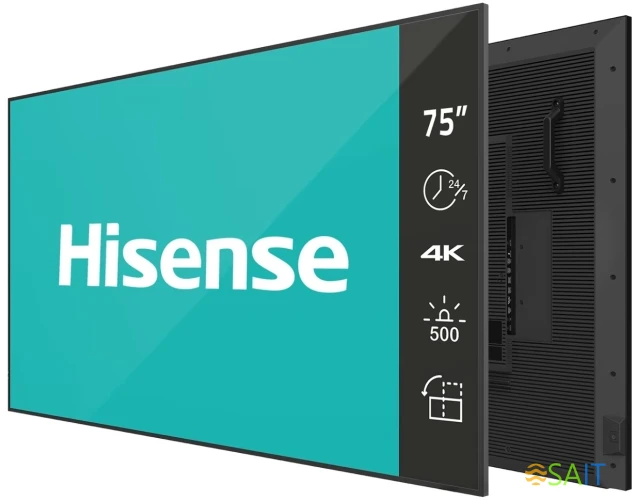 Панель Hisense 75" 75DM66D черный D-LED DID LED 8ms 16:9 HDMI M/M матовая 1200:1 500cd 178гр/178гр 3840x2160 DP 4K USB 29кг