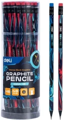 Карандаш ч/г Deli EC044-HB 2.2мм HB кругл. липа ассорти Graffiti texture ластик